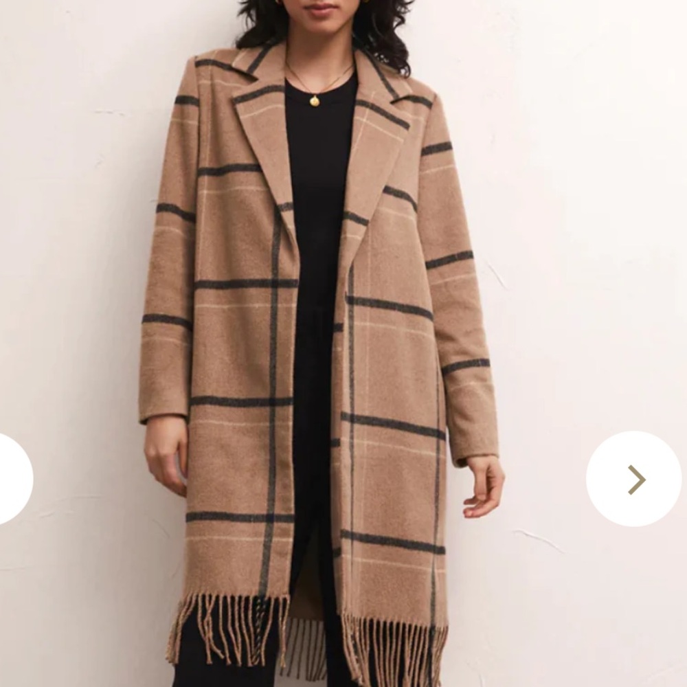 Z Supply Ynez Fringe Plaid Coat